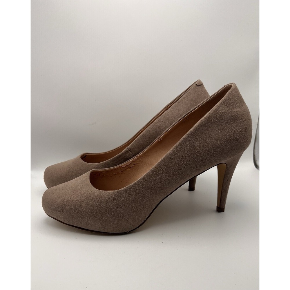 Madden Girl Jelsey Womens Size 10 Taupe Faux Suede Round Toe Heels Pumps